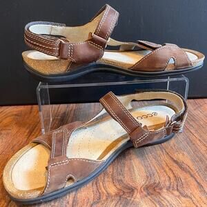 Ecco Outdoor Yucatan Comfort Hiking‎ Brown Leather Women's Sandal Size 41